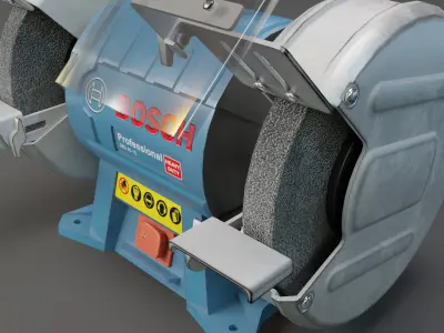 Realistic Power Tool Bosch Bench Grinder with PBR Texture Low-poly 3D model