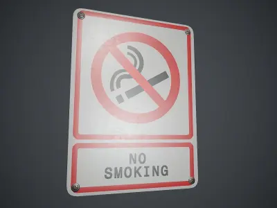 Plastic No Smoking Sign 3 PBR Game Ready Low-poly 3D model