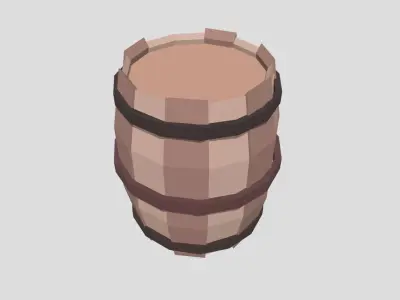 Low Poly Wooden Barrel Free low-poly 3D model