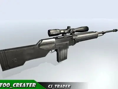 low poly sniper riffle 3d model Low-poly 3D model