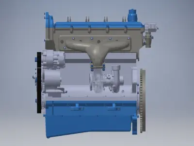 I4  Turbo Diesel engine 3d model 3D model
