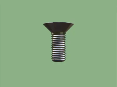 Steel Stained M6 Bolt Allen Counter Sink PBR 4K 3D model
