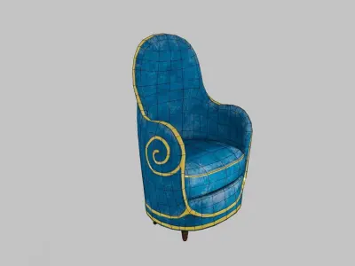 Armchair lowpoly gameplay ready art nouveau Low-poly 3D model