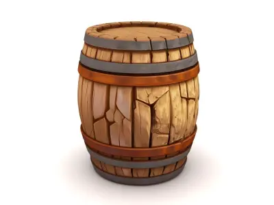 Stylized Broken Wooden Barrel Low-poly 3D model