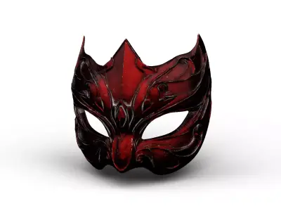 High-Poly Red Horned Mask - 3D Print Ready 3D print model