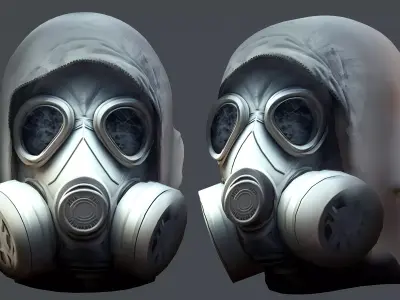 helmet Gas mask  3d model military combat Low-poly Low-poly 3D model