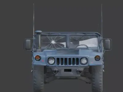 Damaged Armored Humvee Military Vehicle 3D Model V04 Low-poly 3D model