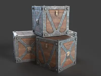 Wooden-Box Low-poly 3D model