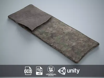Military Sleeping Bag - Worn Camouflage Low-poly 3D model
