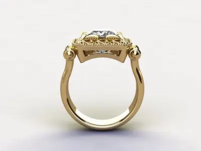 10070 gold ring with diamond in center 3D print model
