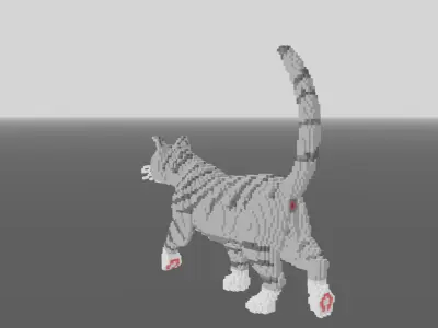 Voxelized Animated Cat Free low-poly 3D model