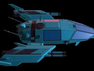 Spaceship Low-poly 3D model 5