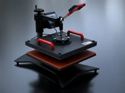 Heat Press Machine Rotatable Low-poly 3D model