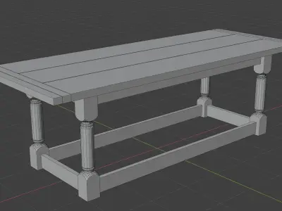 Medieval wooden table Free low-poly 3D model