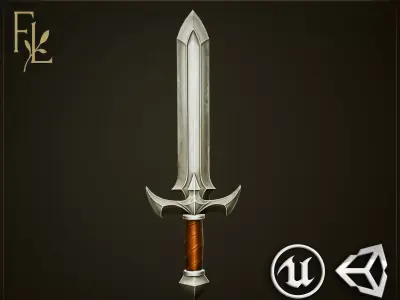 Silver Sword - Game Ready Weapon Low-poly 3D model