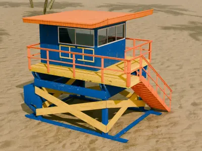 American Beach Lifeguard Tower Low-poly 3D model