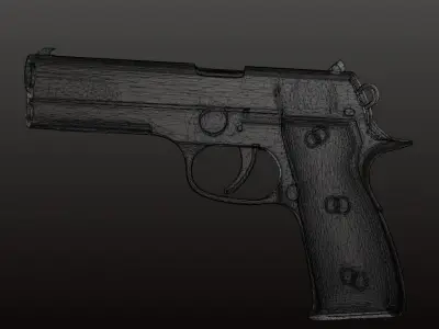 Realistic Low-Poly Pistol 3D Model Handgun with PBR Textures 3D model
