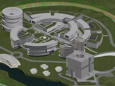 Modern Architectural Exterior Eco Campus Masterplan 3D model