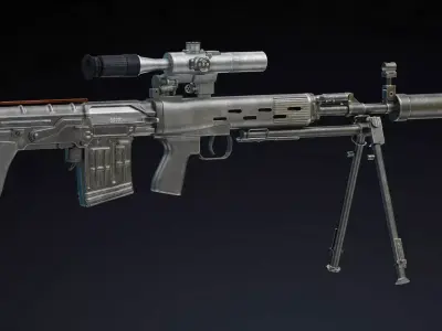 Dragunov SVU Low Poly Realistic Low-poly 3D model