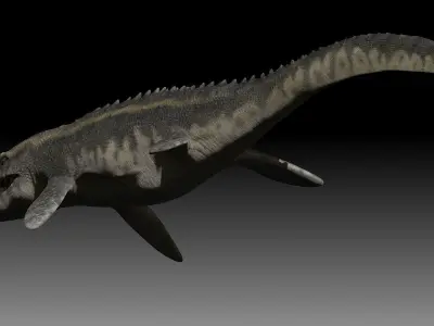 Mosasaurus fish with long teeth Free 3D model