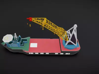 Port Unloading Ship Animation 3D model