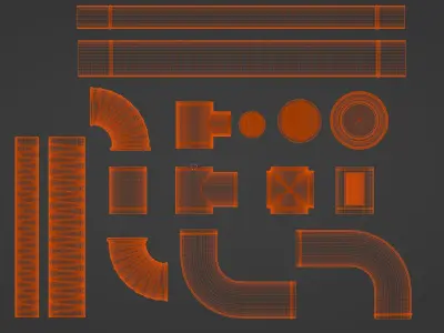 Black metal ventilation pipes 3D model