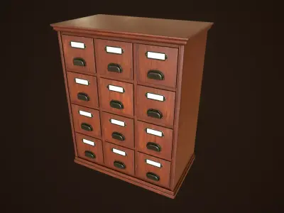 Vintage File  Drawer Cabinet Low-poly 3D model