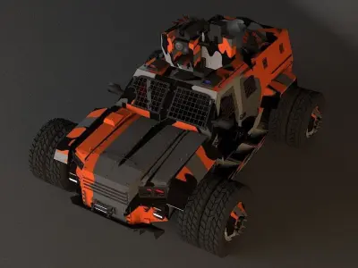 war truck orange rigged 3D model