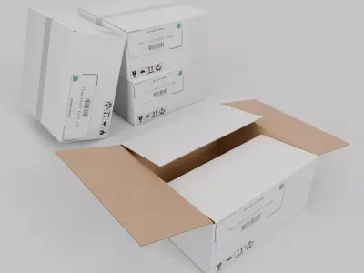 White Cardboard Box R-442 - Rigged and Customizable Low-poly 3D model