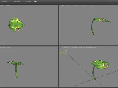 Cartoon withered leaf       Low-poly 3D model