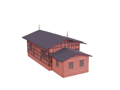TimberFramed Train Station 3D model