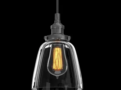20TH C FACTORY FILAMENT CLEAR GLASS CLOCHE PENDANT 3D model