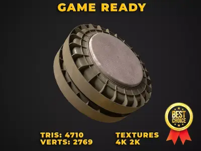 Italian circular plastic cased anti tank blast mine VS 16 Low-poly 3D model