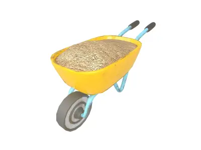 Cartoon Wheelbarrow v3 001 Low-poly 3D model