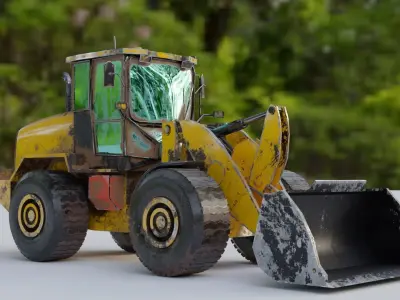 Truck Loader - Rusty old loader realistic and low poly Low-poly 3D model