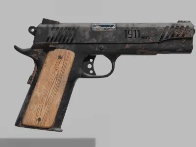 Muddy 1911 Pistol Low-poly 3D model