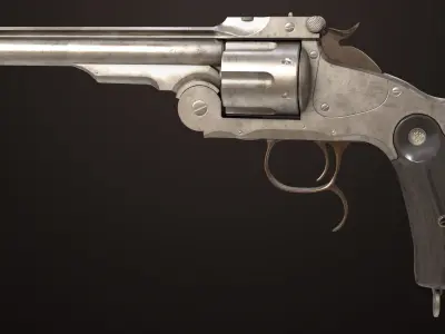  Revolver 02 Generic Silver All PBR Unity UE Textures Low-poly 3D model