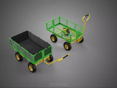 WAGON CART TROLLEY TRAILER DETACHABLE MESH CLOTH POCKET TRAY TUB 3D model