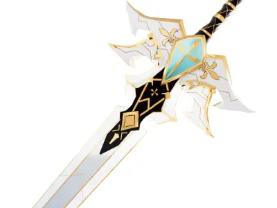 white wing sword Low-poly 3D model