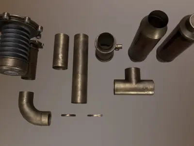 Steampunk Pipes Low-poly 3D model purchase