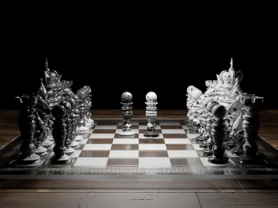 Royal Marble Chess Set 3D model