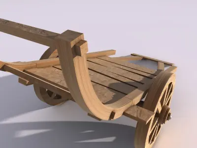 Low Poly Wooden Wagon Cart Chariot 3D model