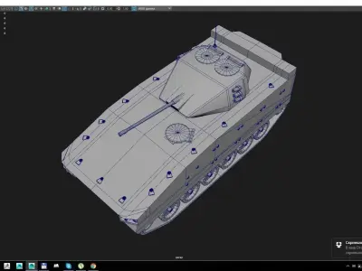 Bionix armored vehicle on computer screen Low-poly 3D model