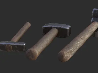 Hammers Collection hammer and egg Low-poly 3D model