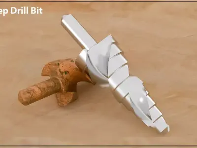 Original Size Step Drill Bit Ready for 3d Print  model  3D print model