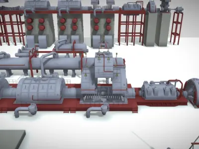 Low Nuclear power plant Low-poly 3D model
