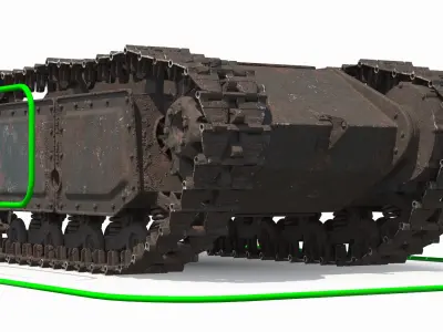 Old Military Engineering Explosive Crawler Rigged 3D model