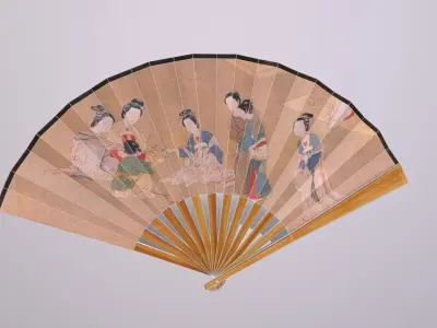 Folding fan Low-poly 3D model purchase