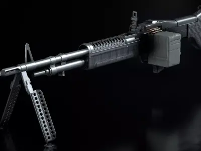 Game Ready M60 machine gun Low-poly 3D model