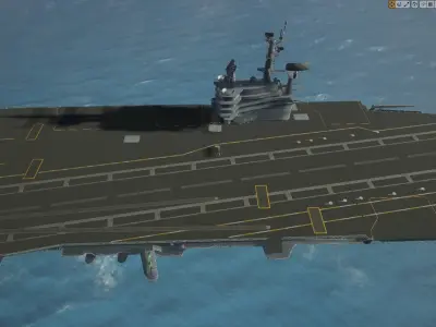 Aircraft Carrier with Fighters Pilot Props Low-poly 3D model